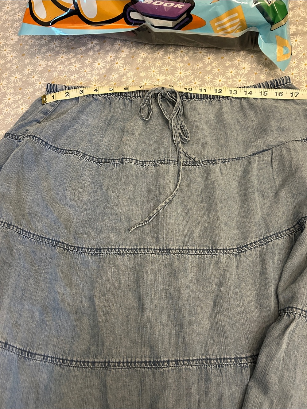 Velvet Heart  Tiered Denim Skirt with Drawstring